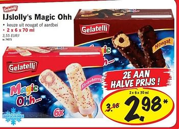Promoties Ijslolly`s magic ohh - Gelatelli - Geldig van 04/08/2014 tot 09/08/2014 bij Lidl