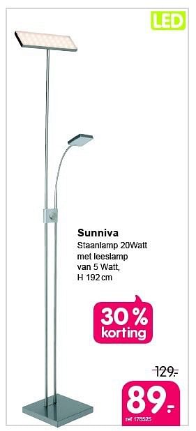 Promoties Sunniva staanlamp - Huismerk - Free Time - Geldig van 04/08/2014 tot 31/08/2014 bij Freetime
