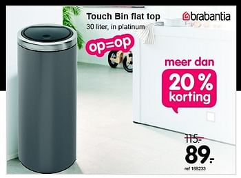 Promoties Touch bin flat top - Brabantia - Geldig van 04/08/2014 tot 31/08/2014 bij Freetime