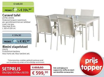fundament lenen regeling Bristol Set prijs caravel tafel + rimini stapelstoel - Promotie bij  Overstock
