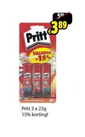 Promotions Pritt 3 x 22g 15% korting! - Pritt - Valide de 11/08/2014 à 07/09/2014 chez ToyChamp