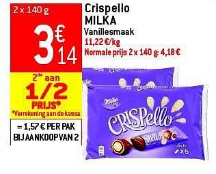 Promoties Crispello milka - Milka - Geldig van 13/08/2014 tot 19/08/2014 bij Match