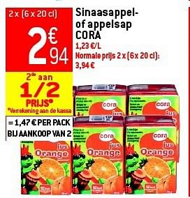Promoties Sinaasappel- of appelsap cora - Cora - Geldig van 13/08/2014 tot 19/08/2014 bij Match