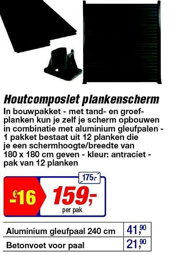 Promoties Houtcomposiet plankenscherm - Huismerk - Makro - Geldig van 13/08/2014 tot 26/08/2014 bij Makro