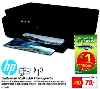 Promoties Hp photosmart 5520 e-aio kleurenprinter - HP - Geldig van 13/08/2014 tot 26/08/2014 bij Makro