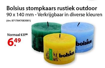 Promoties Bolsius stompkaars rustiek outdoor - Huismerk - Pelckmans - Geldig van 06/08/2014 tot 18/08/2014 bij Pelckmans Tuincenter