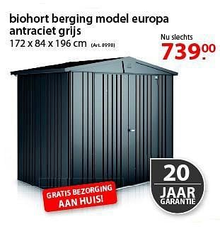 Promoties Biohort berging model europa antraciet grijs - Biohort - Geldig van 06/08/2014 tot 18/08/2014 bij Pelckmans Tuincenter
