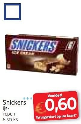 Promoties Snickers ijs repen - Snickers - Geldig van 11/08/2014 tot 24/08/2014 bij Intermarche