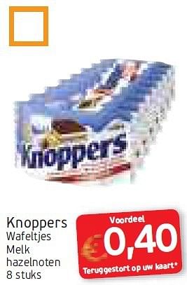 Promoties Knoppers wafeltjes melk hazelnoten - Knoppers - Geldig van 11/08/2014 tot 24/08/2014 bij Intermarche
