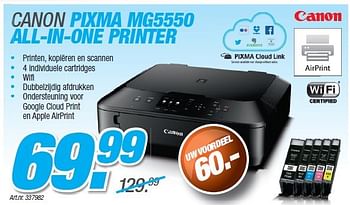 Promoties Canon pixma mg5550 all-in-one printer - Canon - Geldig van 25/08/2014 tot 30/09/2014 bij Auva