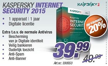 Promoties Kaspersky internet security 2015 - Kaspersky - Geldig van 25/08/2014 tot 30/09/2014 bij Auva