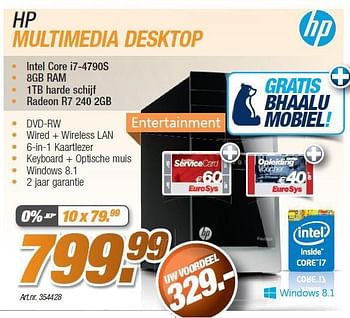 Promoties Hp multimedia desktop - HP - Geldig van 25/08/2014 tot 30/09/2014 bij Auva