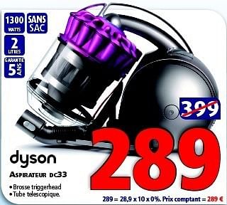 Promotions Dyson aspirateur dc33 - Dyson - Valide de 23/08/2014 à 09/09/2014 chez Kitchenmarket