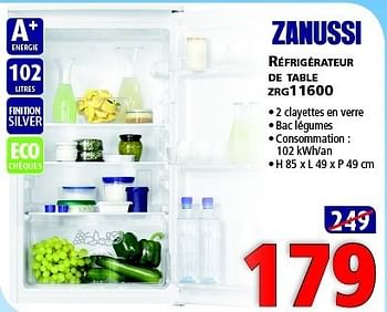 Promotions Zanussi réfrigérateur de table zrg11600 - Zanussi - Valide de 23/08/2014 à 09/09/2014 chez Kitchenmarket