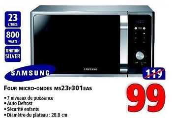 Promotions Samsung four micro-ondes ms23f301eas - Samsung - Valide de 23/08/2014 à 09/09/2014 chez Kitchenmarket
