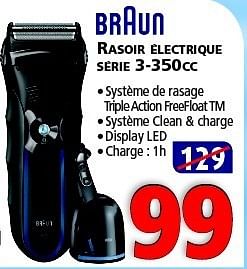 Promotions Braun rasoir électrique série 3-350cc - Braun - Valide de 23/08/2014 à 09/09/2014 chez Kitchenmarket