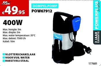 Promoties Powerplus dompelpomp pow67912 - Powerplus - Geldig van 01/09/2014 tot 28/09/2014 bij Freetime