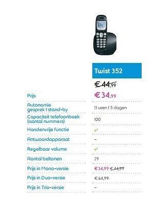 Promoties Twist 352 - Huismerk - Belgacom - Geldig van 18/08/2014 tot 28/09/2014 bij Belgacom