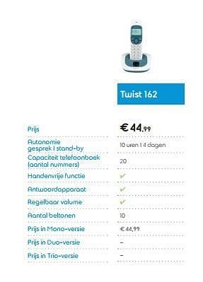 Promoties Twist 162 - Huismerk - Belgacom - Geldig van 18/08/2014 tot 28/09/2014 bij Belgacom