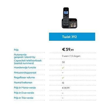 Promoties Twist 392 - Huismerk - Belgacom - Geldig van 18/08/2014 tot 28/09/2014 bij Belgacom