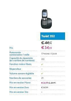 Promoties Twist 352 - Huismerk - Belgacom - Geldig van 18/08/2014 tot 28/09/2014 bij Belgacom