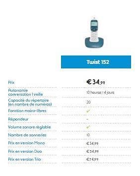 Promoties Twist 152 - Huismerk - Belgacom - Geldig van 18/08/2014 tot 28/09/2014 bij Belgacom