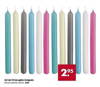 Promotions Lot de 12 bougies longues - Produit maison - Hema - Valide de 27/08/2014 à 16/09/2014 chez Hema