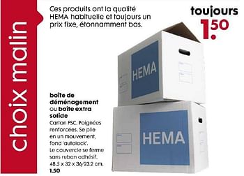 Promotions Boite de demenagement ou boite extra solide - Produit maison - Hema - Valide de 27/08/2014 à 16/09/2014 chez Hema
