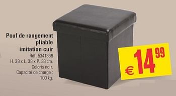 Promotions Pouf de rangement pliable imitation cuir - Produit maison - Brico - Valide de 10/09/2014 à 22/09/2014 chez Brico