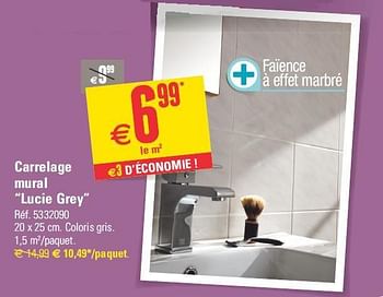 Promotions Carrelage mural lucie grey - Produit maison - Brico - Valide de 10/09/2014 à 22/09/2014 chez Brico