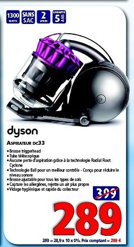 Promotions Dyson aspirateur dc33 - Dyson - Valide de 06/09/2014 à 29/09/2014 chez Kitchenmarket