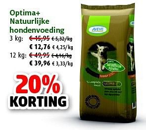 Promoties Optima+ natuurlijke hondenvoeding - Optima - Geldig van 23/09/2014 tot 05/10/2014 bij Aveve