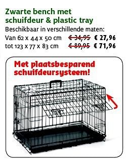Promoties Zwarte bench met schuifdeur + plastic tray - Huismerk - Aveve - Geldig van 23/09/2014 tot 05/10/2014 bij Aveve