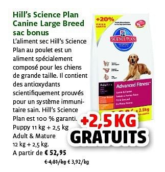 Promotions Hill`s science plan canine large breed sac bonus - Hill's - Valide de 23/09/2014 à 05/10/2014 chez Aveve