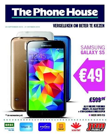 Promotions Samsung galaxy s5 - Samsung - Valide de 29/09/2014 à 31/10/2014 chez The Phone House