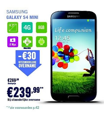 Promotions Samsung galaxy s4 mini - Samsung - Valide de 29/09/2014 à 31/10/2014 chez The Phone House