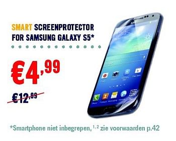 Promotions Smart screenprotector for samsung galaxy s5 - Samsung - Valide de 29/09/2014 à 31/10/2014 chez The Phone House