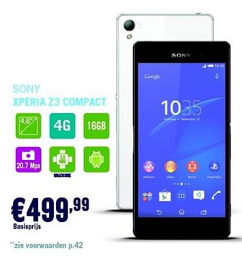 Promotions Sony xperia z3 compact - Sony - Valide de 29/09/2014 à 31/10/2014 chez The Phone House