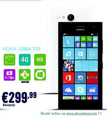 Promotions Nokia lumia 735 - Nokia - Valide de 29/09/2014 à 31/10/2014 chez The Phone House