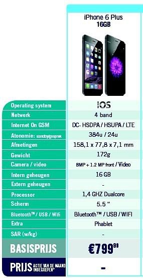 Promoties Apple iphone 6 plus 16gb - Apple - Geldig van 29/09/2014 tot 31/10/2014 bij The Phone House