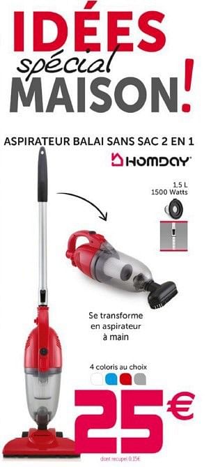 Aspirateur homday sans discount sac