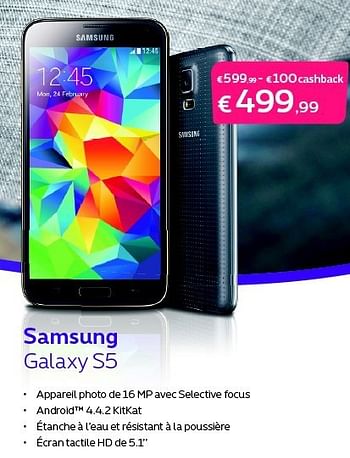 Promotions Samsung galaxy s5 - Samsung - Valide de 01/10/2014 à 31/10/2014 chez Proximus