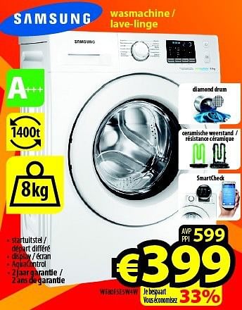 Promoties Samsung wasmachine WF80F5E5W4W - Samsung - Geldig van 09/10/2014 tot 31/10/2014 bij ElectroStock
