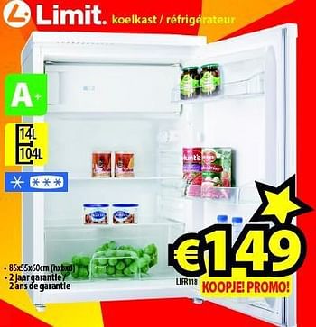 Promoties Limit koelkast LIFR118 - Limit - Geldig van 09/10/2014 tot 31/10/2014 bij ElectroStock
