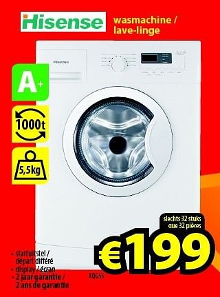 Promoties Hisense wasmachine XQG55 - Hisense - Geldig van 09/10/2014 tot 31/10/2014 bij ElectroStock