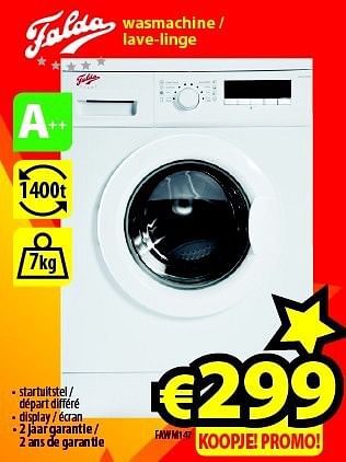 Promoties Falda wasmachine FAWM147 - Falda - Geldig van 09/10/2014 tot 31/10/2014 bij ElectroStock