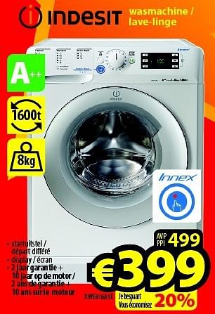Promoties Indesit wasmachine XWE81683X - Indesit - Geldig van 09/10/2014 tot 31/10/2014 bij ElectroStock