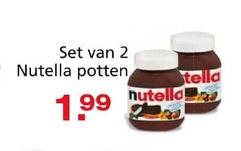 Promoties Set van 2 nutella potten - Huismerk - Unikamp - Geldig van 10/10/2014 tot 07/12/2014 bij Unikamp