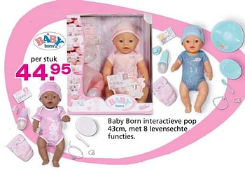 Promoties Baby born interactieve pop, met 8 levensechte functies - Baby Born - Geldig van 10/10/2014 tot 07/12/2014 bij Unikamp