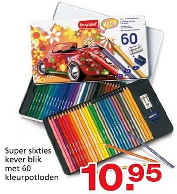 Promotions Super sixties kever blik met 60 kleurpotloden - Bruynzeel - Valide de 10/10/2014 à 07/12/2014 chez Unikamp